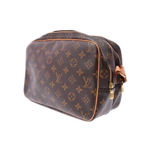 Louis Vuitton Brown Shoulder Leather Monogram Reporter Bag